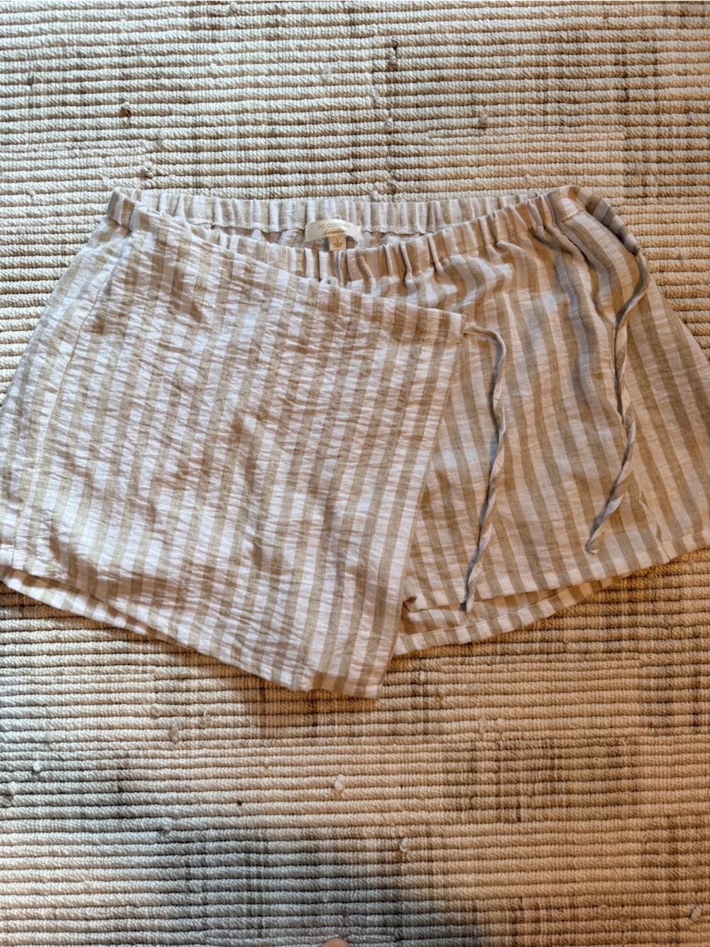 Striped Linen-Blend Women's Skort in Neutral Beige